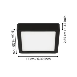 EGLO Loftlamper > LED-loftslampe Fueva 5 IP44 3000K sort 16x16cm