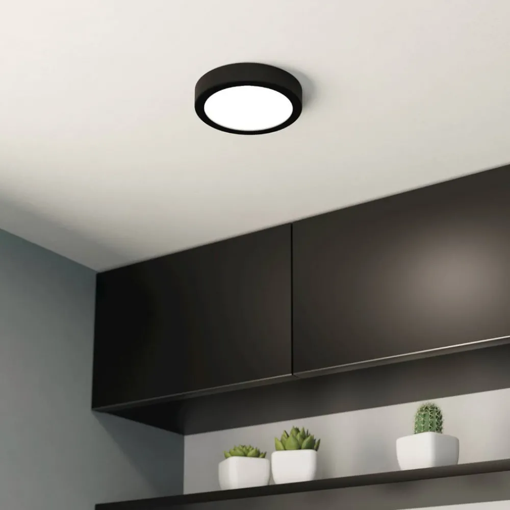 EGLO Loftlamper|Loftlamper > LED-loftslampe Fueva 5 IP44 3000K sort Ø16cm