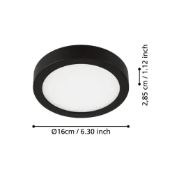 EGLO Loftlamper|Loftlamper > LED-loftslampe Fueva 5 IP44 3000K sort Ø16cm