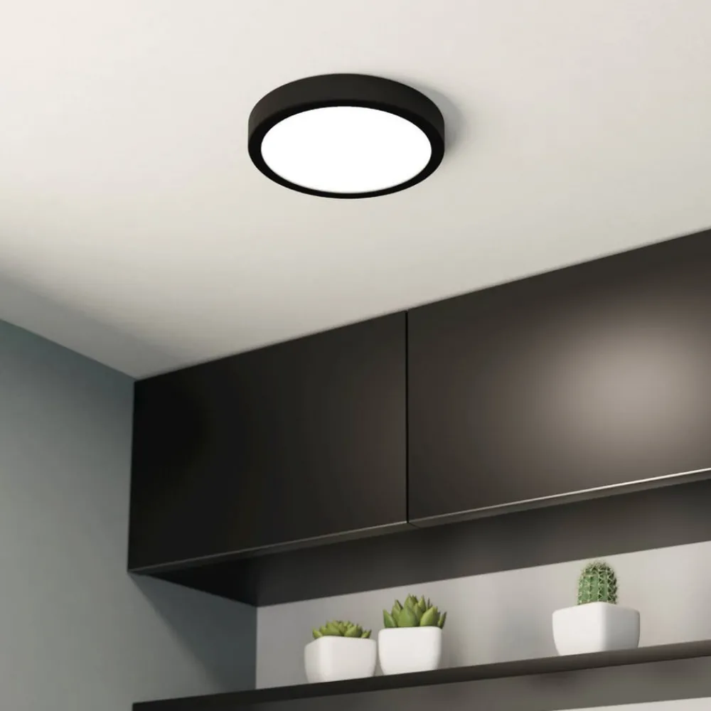 EGLO Loftlamper|Loftlamper > LED-loftslampe Fueva 5 IP44 3000K sort Ø21cm