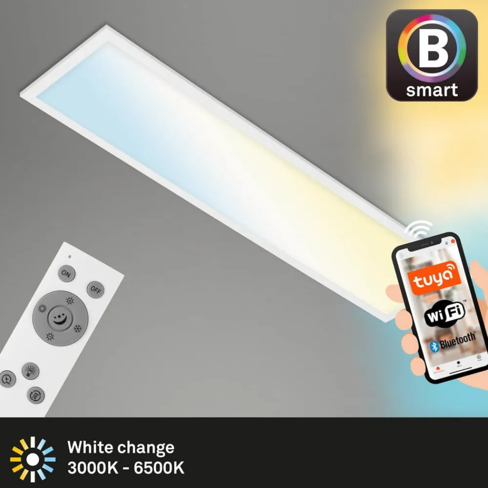 Arbejdsrum/Kontor ^ Briloner LED-loftslampe Piatto S dæmpbar CCT hvid 100x25cm