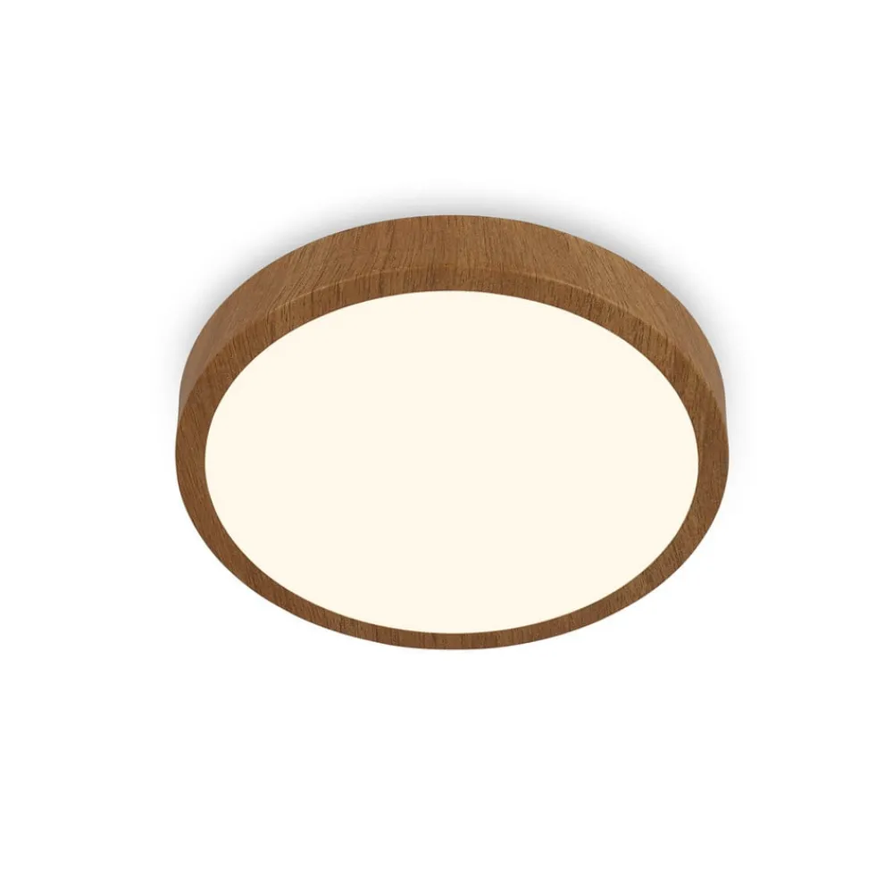 Gang|Loftlamper ^ Briloner LED-loftslampe Runa Wood trælook 3.000 K Ø28cm