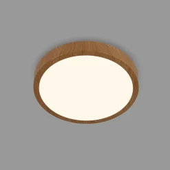 Gang|Loftlamper ^ Briloner LED-loftslampe Runa Wood trælook 3.000 K Ø28cm