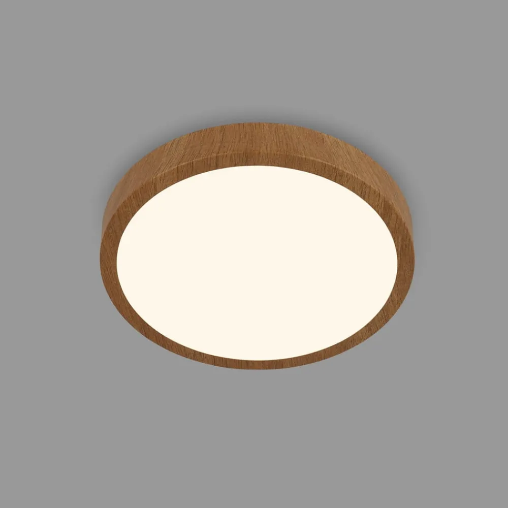 Gang|Loftlamper ^ Briloner LED-loftslampe Runa Wood trælook 3.000 K Ø28cm