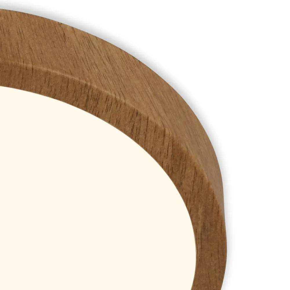 Gang|Loftlamper ^ Briloner LED-loftslampe Runa Wood trælook 3.000 K Ø28cm