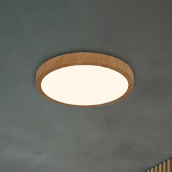 Briloner Arbejdsrum/Kontor|Gang > LED-loftslampe Runa Wood trælook 3.000 K Ø38cm