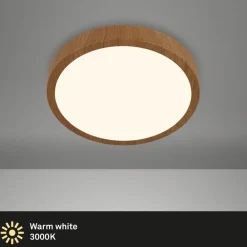 Briloner Arbejdsrum/Kontor|Gang > LED-loftslampe Runa Wood trælook 3.000 K Ø38cm