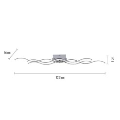 JUST LIGHT. GmbH Loftlamper|Loftlamper > LED-loftslampe Wave 3.000K 97,5x16cm stål