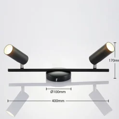 Loftlamper ^ Lindby LED-loftspot Camille, sort, to lyskilder