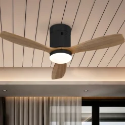Schuller Valencia Loftventilatorer > LED loftventilator Siroco Mini, DC, støjsvag, sort/valnød