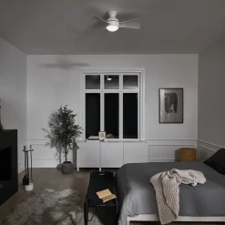 Loftventilatorer ^ KICHLER LED-loftventilator Sola, IP23 hvid mat