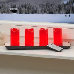 STAR TRADING Dekorationsbelysning|Julepynt > LED lys Candle med fjernbetjening, 4'er sæt, rød