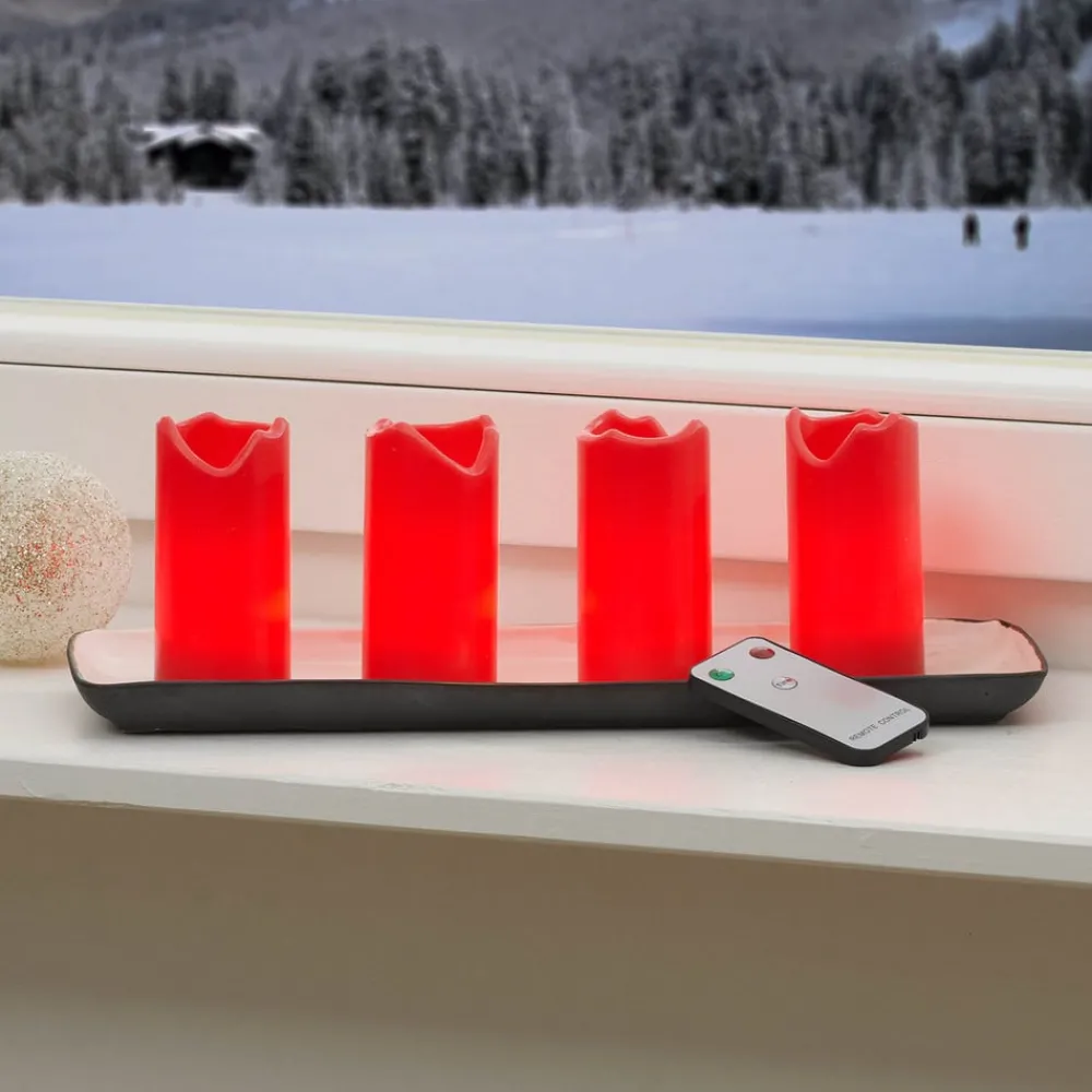STAR TRADING Dekorationsbelysning|Julepynt > LED lys Candle med fjernbetjening, 4'er sæt, rød