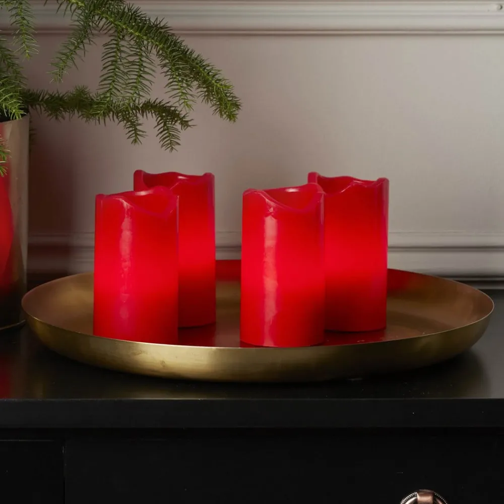 STAR TRADING Dekorationsbelysning|Julepynt > LED lys Candle med fjernbetjening, 4'er sæt, rød