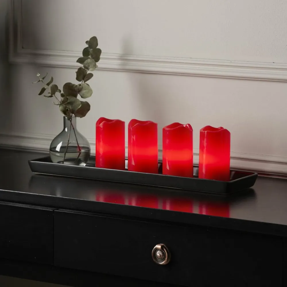 STAR TRADING Dekorationsbelysning|Julepynt > LED lys Candle med fjernbetjening, 4'er sæt, rød