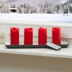 STAR TRADING Dekorationsbelysning|Julepynt > LED lys Candle med fjernbetjening, 4'er sæt, rød