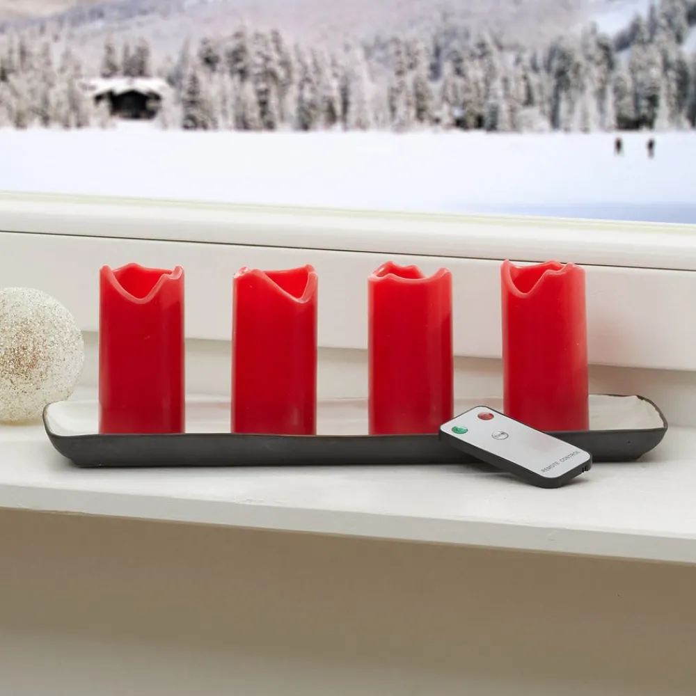 STAR TRADING Dekorationsbelysning|Julepynt > LED lys Candle med fjernbetjening, 4'er sæt, rød