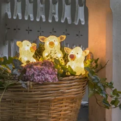 Julepynt|Julelys Udendørs ^ Konstsmide Season LED-lysfigur gris, sæt med 5 som kæde, klar