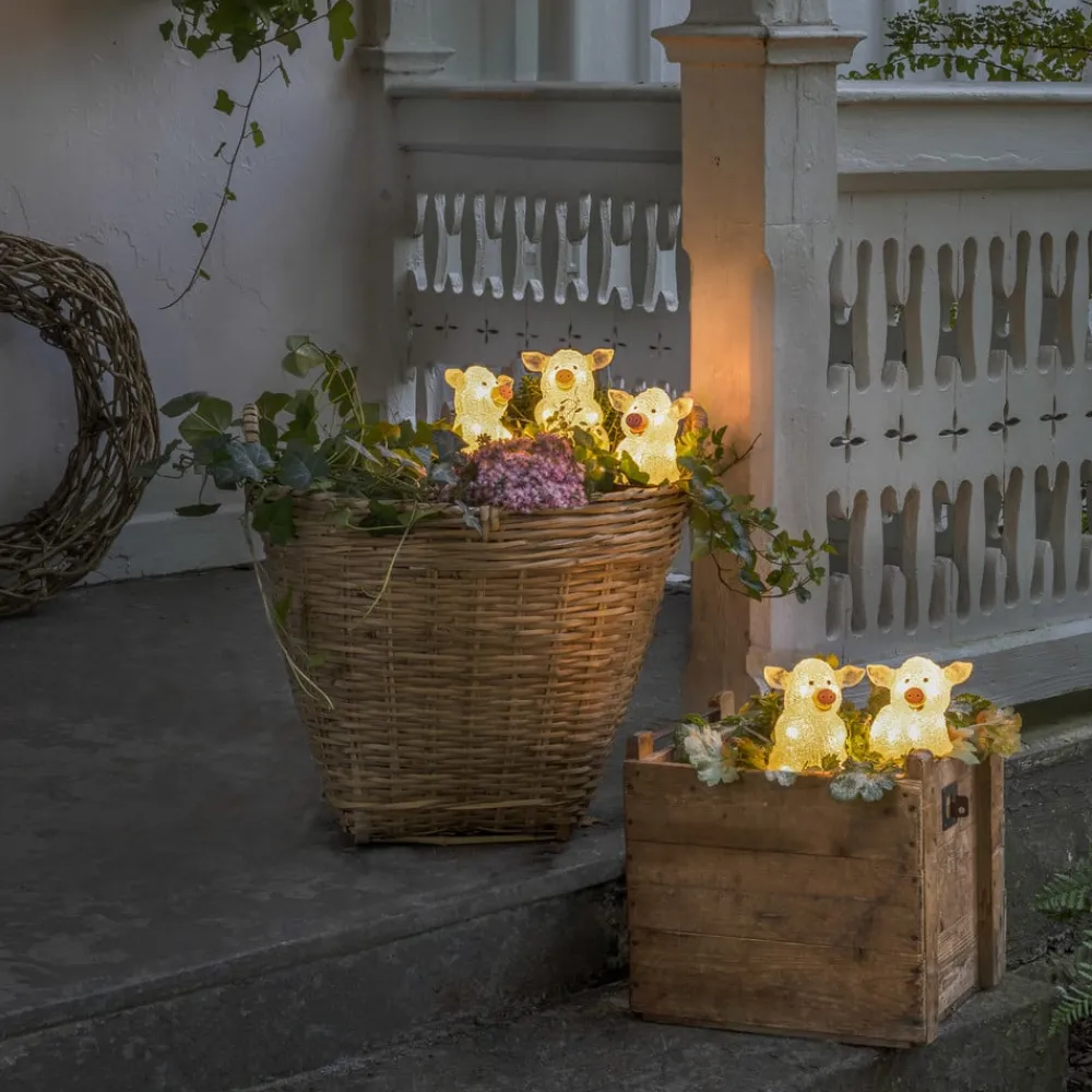 Julepynt|Julelys Udendørs ^ Konstsmide Season LED-lysfigur gris, sæt med 5 som kæde, klar