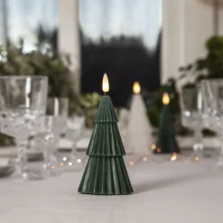 STAR TRADING Dekorationsbelysning|Julepynt > LED-lys Flamme Grany, grøn, 15 cm, ægte voks, batteridrevet