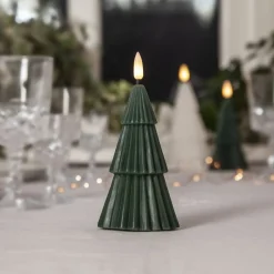 STAR TRADING Dekorationsbelysning|Julepynt > LED-lys Flamme Grany, grøn, 15 cm, ægte voks, batteridrevet
