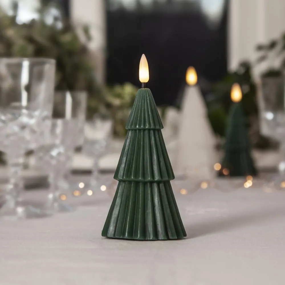 STAR TRADING Dekorationsbelysning|Julepynt > LED-lys Flamme Grany, grøn, 15 cm, ægte voks, batteridrevet