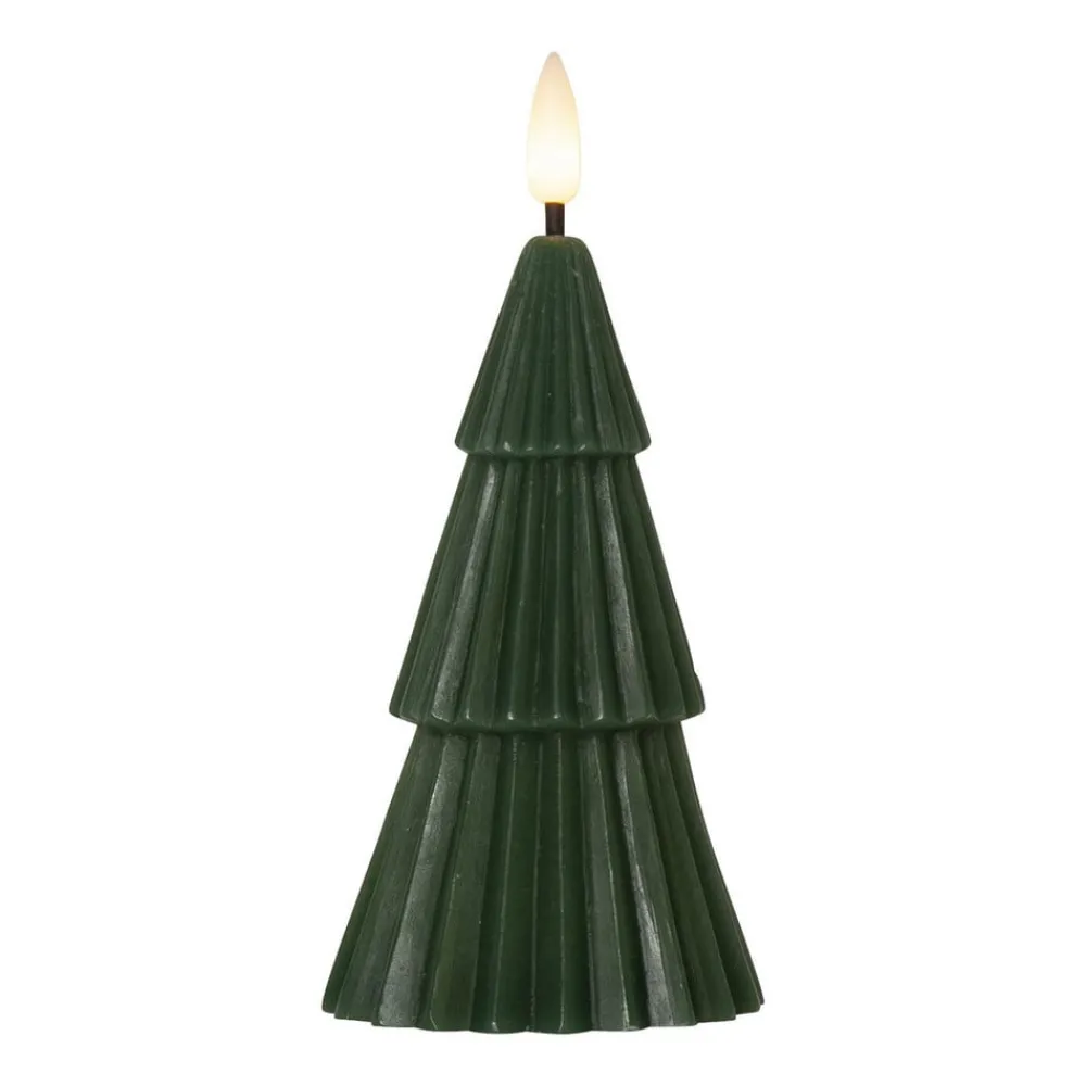 STAR TRADING Dekorationsbelysning|Julepynt > LED-lys Flamme Grany, grøn, 15 cm, ægte voks, batteridrevet