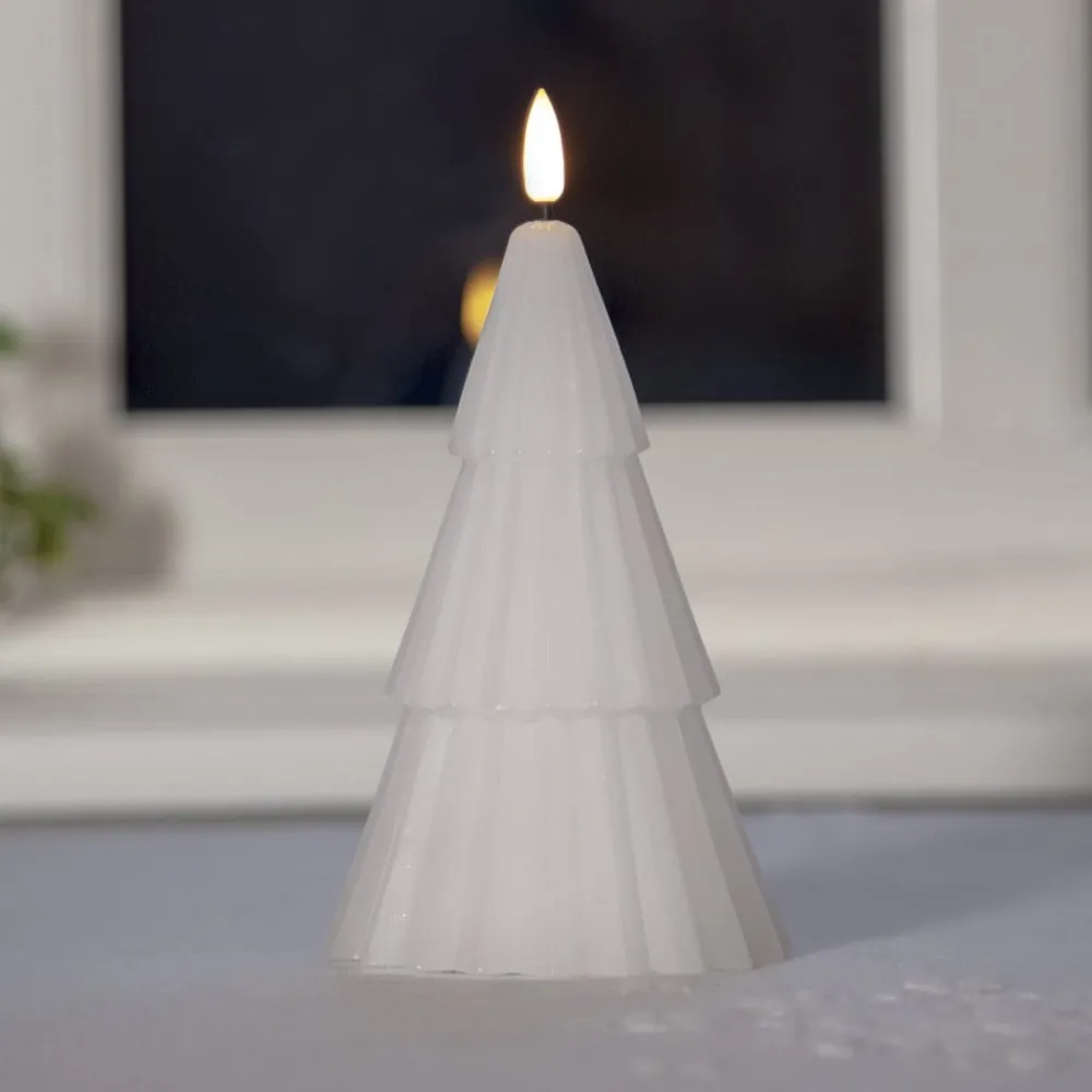 STAR TRADING Dekorationsbelysning|Julepynt > LED-lys Flamme Grany, hvid, 18 cm, ægte voks, batteridrevet