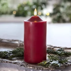 STAR TRADING Julepynt|Vinduesdekoration > LED-lysflamme, højde 17 cm, rød ægte voks, batteridrevet