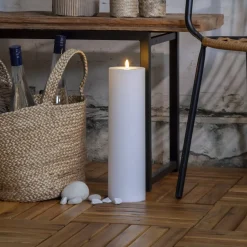 Dekorationsbelysning|Julepynt ^ STAR TRADING LED lys Flamme Rak 37,5 cm hvid plast batteridrevet