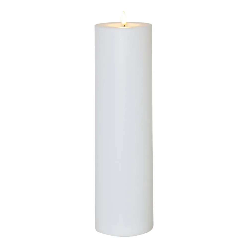 Dekorationsbelysning|Julepynt ^ STAR TRADING LED lys Flamme Rak 37,5 cm hvid plast batteridrevet