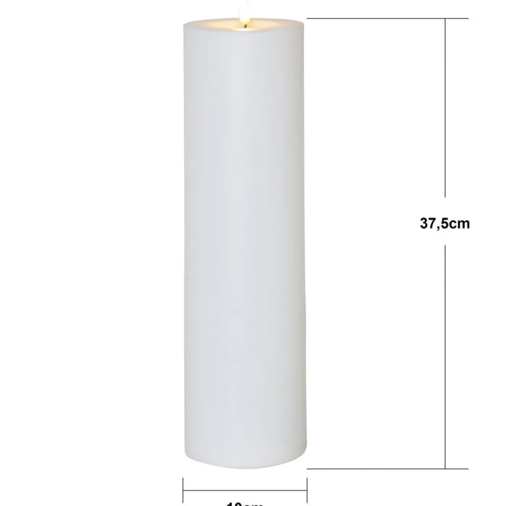 Dekorationsbelysning|Julepynt ^ STAR TRADING LED lys Flamme Rak 37,5 cm hvid plast batteridrevet