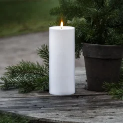 Dekorationsbelysning|Julepynt ^ STAR TRADING LED lys Flamme Rak 27,5 cm hvid plast batteridrevet