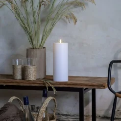 Dekorationsbelysning|Julepynt ^ STAR TRADING LED lys Flamme Rak 27,5 cm hvid plast batteridrevet