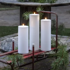 Dekorationsbelysning|Julepynt ^ STAR TRADING LED lys Flamme Rak 27,5 cm hvid plast batteridrevet