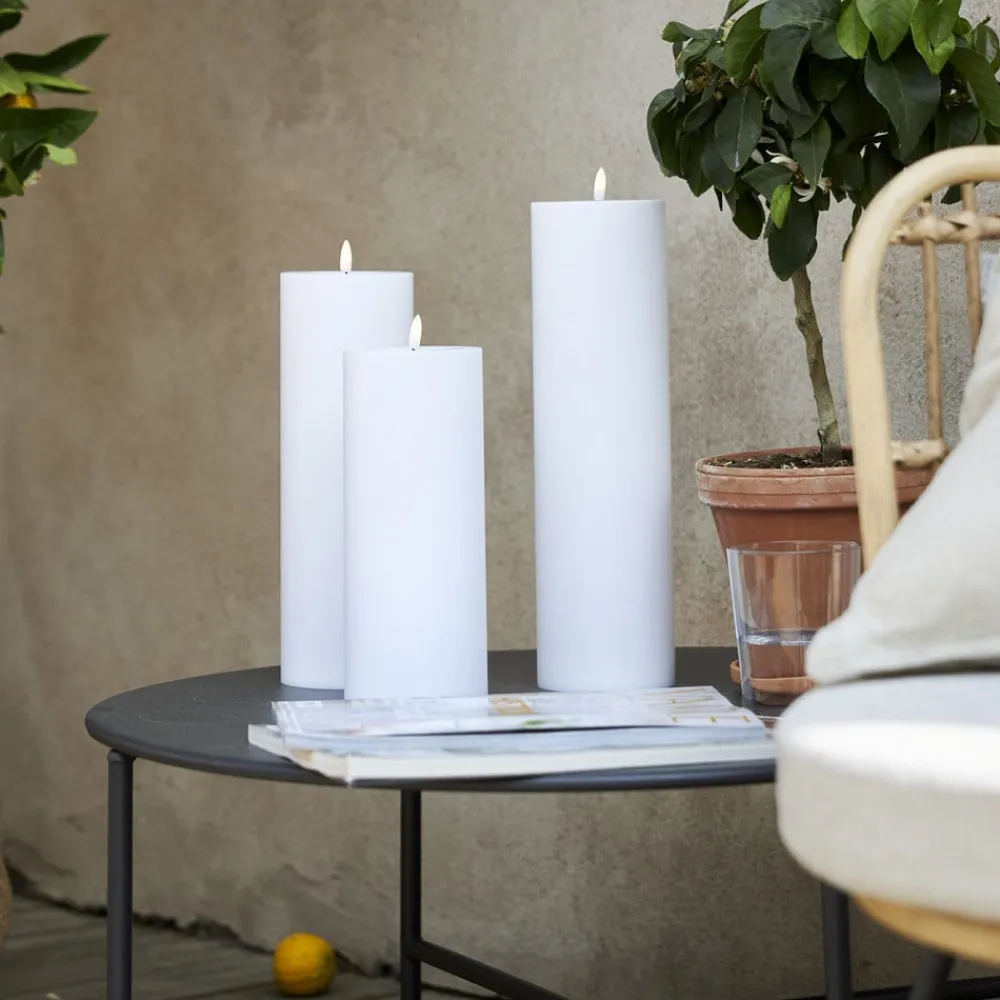 Dekorationsbelysning|Julepynt ^ STAR TRADING LED lys Flamme Rak 27,5 cm hvid plast batteridrevet
