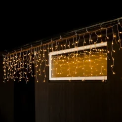 Konstsmide Christmas Julepynt|Lysnet, Lysforhæng > LED lysgardin ice rain amber transp. 5m