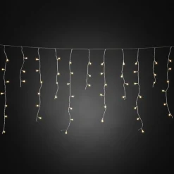 Dekorationsbelysning|Julepynt ^ Konstsmide Christmas LED lysgardin isregn varm hvid transp. 10m