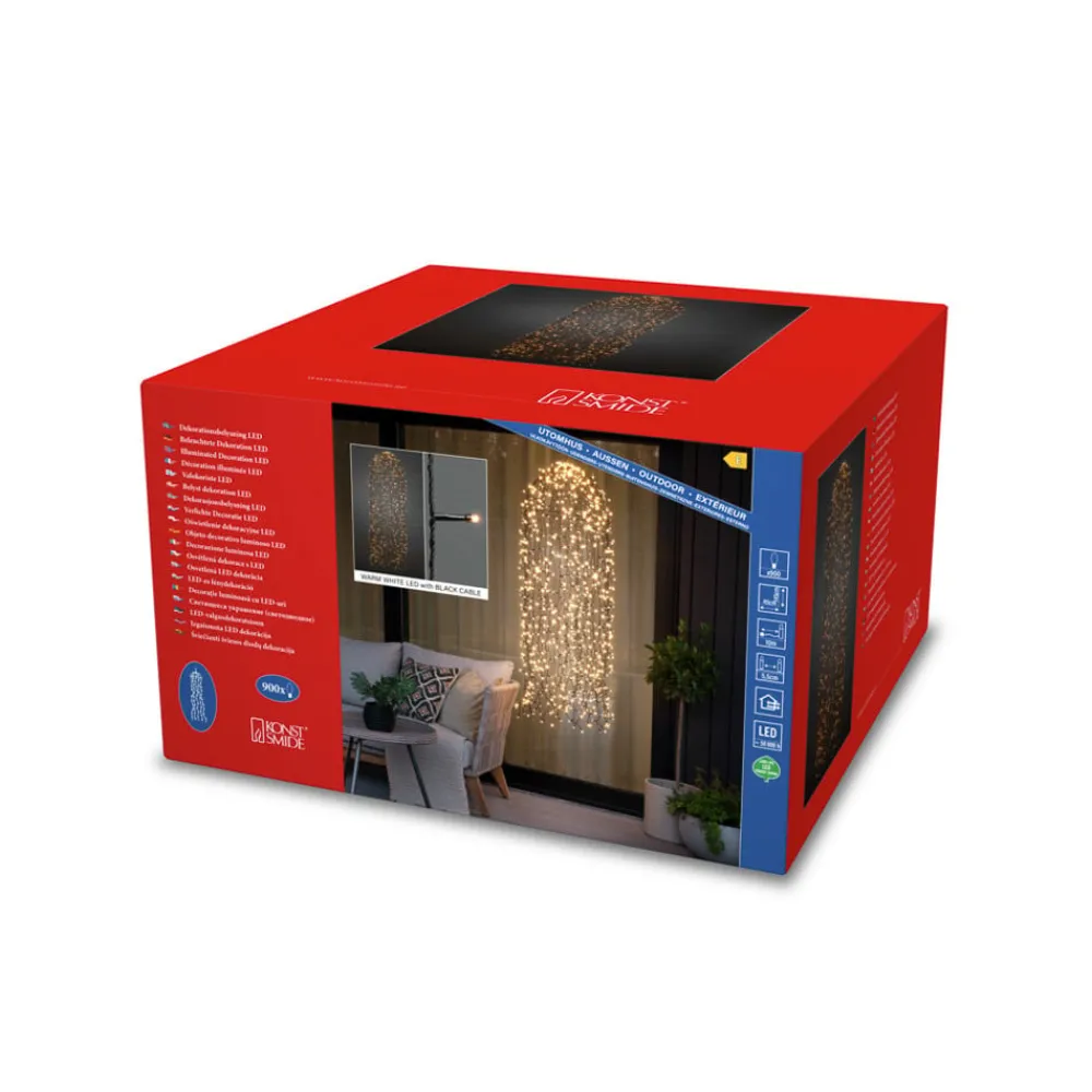 Dekorationsbelysning|Julepynt ^ Konstsmide Christmas LED-lysgardin vandmand 2.600K 900 LED'er 145x45cm
