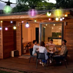 Näve Solcellelamper > LED-lyskæde CADENA, RGB, sort, 10 lyskilder, 10 m