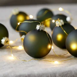 Dekorationsbelysning|Julepynt ^ STAR TRADING LED-lyskæder Bliss, mørkegrøn, glas, 8 lyskilder batteri