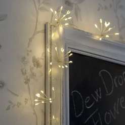 Dekorationsbelysning|Julelyskæder ^ STAR TRADING LED-lyskæder Dew Drop Flower, sølv, 140 cm, batteri