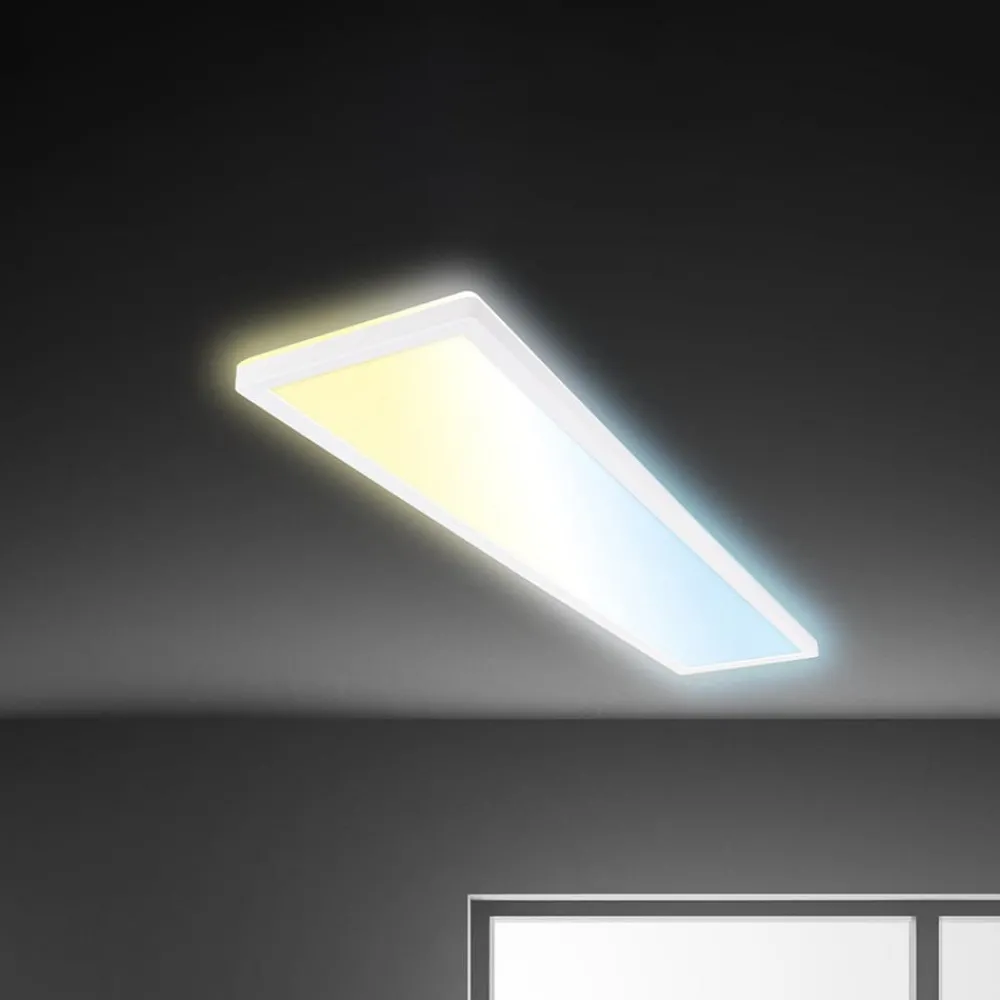 Briloner Arbejdsrum/Kontor > LED-panel Tava CCT, hvid, 98 x 20 cm, baggrundsbelysning, plast