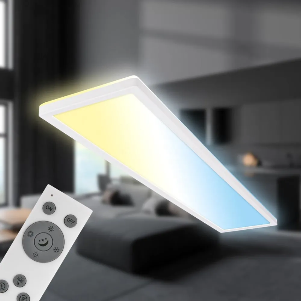 Briloner Arbejdsrum/Kontor > LED-panel Tava CCT, hvid, 98 x 20 cm, baggrundsbelysning, plast