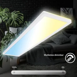 Briloner Arbejdsrum/Kontor > LED-panel Tava CCT, hvid, 98 x 20 cm, baggrundsbelysning, plast
