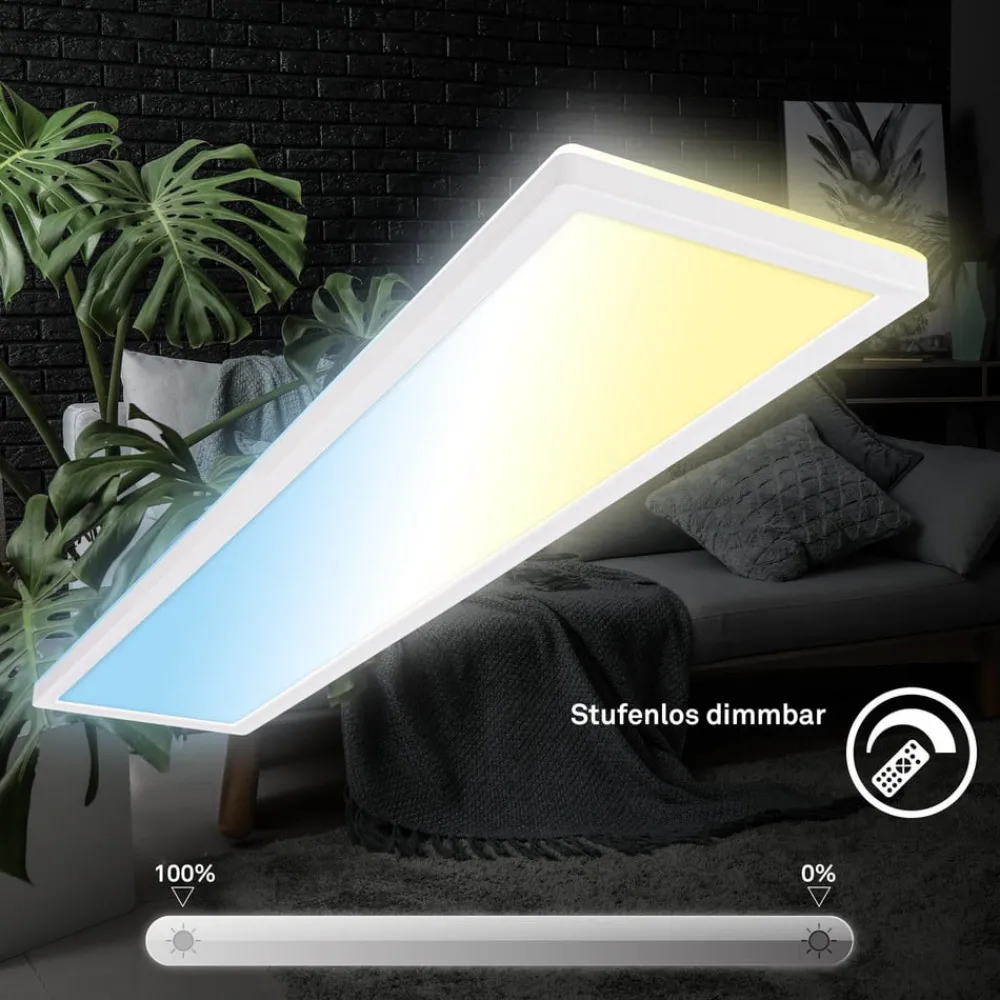 Briloner Arbejdsrum/Kontor > LED-panel Tava CCT, hvid, 98 x 20 cm, baggrundsbelysning, plast