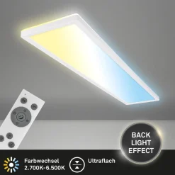 Briloner Arbejdsrum/Kontor > LED-panel Tava CCT, hvid, 98 x 20 cm, baggrundsbelysning, plast