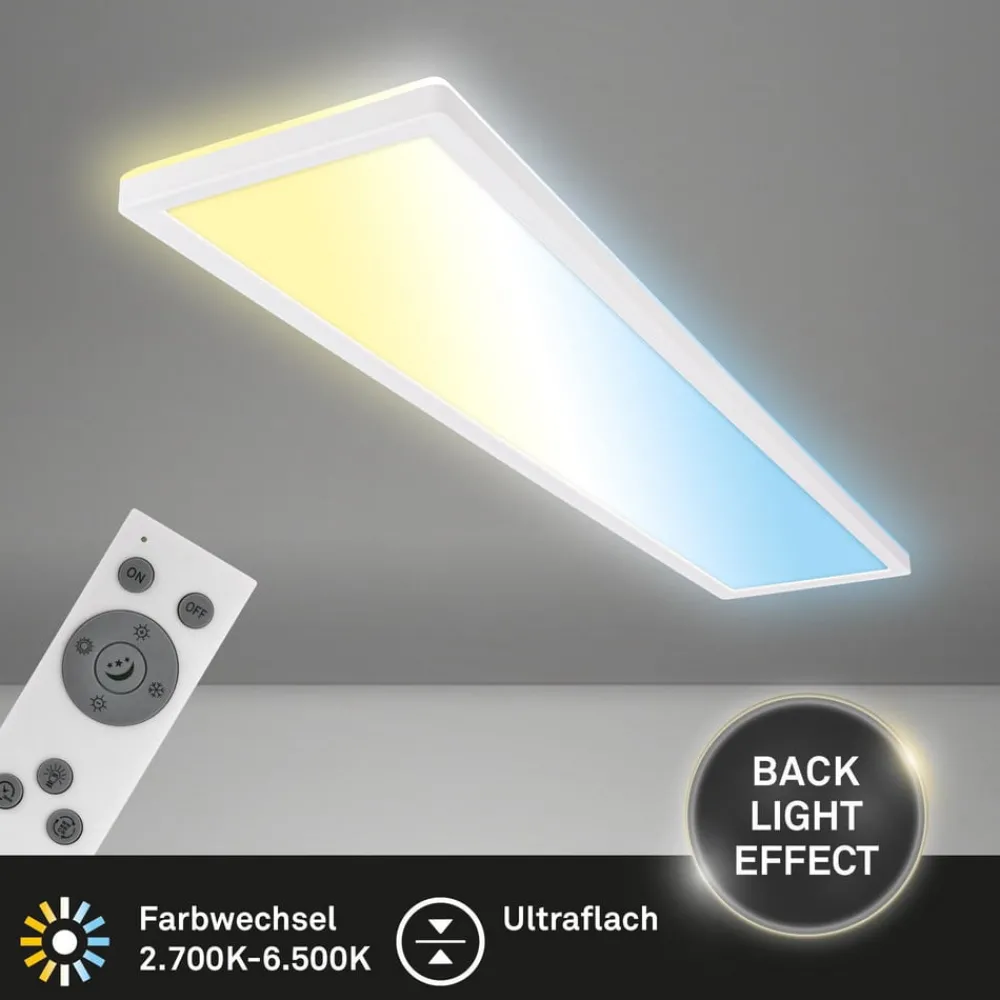 Briloner Arbejdsrum/Kontor > LED-panel Tava CCT, hvid, 98 x 20 cm, baggrundsbelysning, plast
