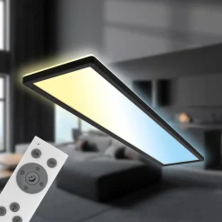 Arbejdsrum/Kontor ^ Briloner LED-panel Tava CCT, sort, 98 x 20 cm baggrundsbelysning plast