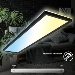 Arbejdsrum/Kontor ^ Briloner LED-panel Tava CCT, sort, 98 x 20 cm baggrundsbelysning plast